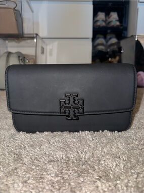 Tory Burch Matte Black Britten Chain Wallet